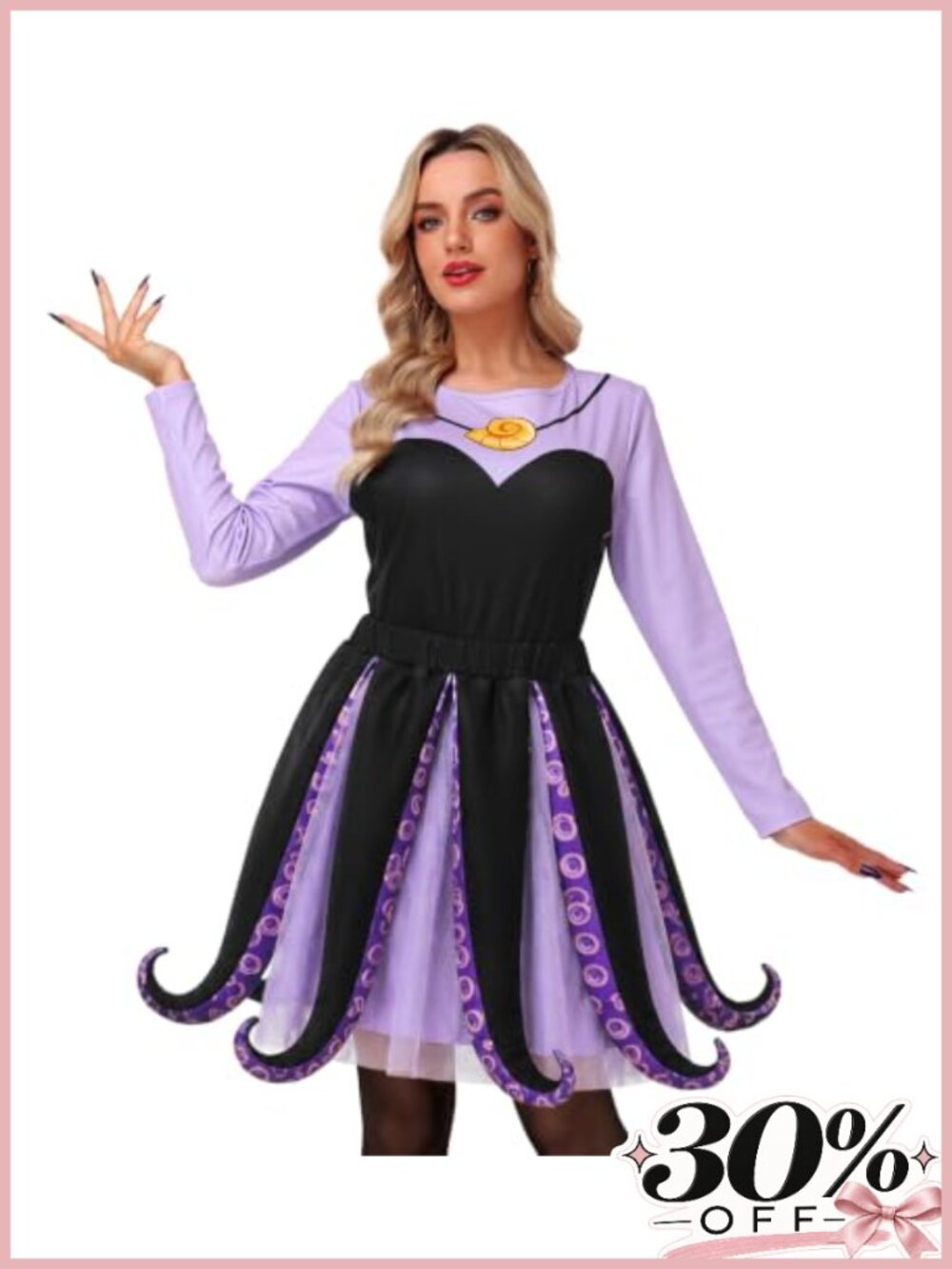 Women's Octopus Costume Dress Purple Tentacle Set 95% Polyester